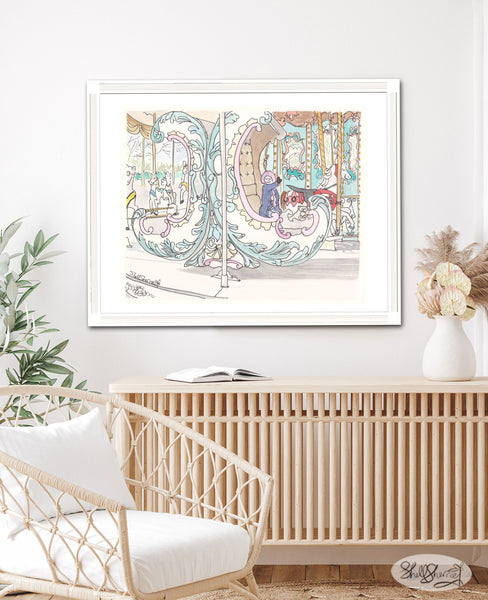 paris carousel wall art french merry go round by shell sherree