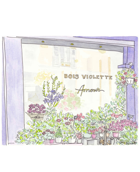 french wall art flower shop purple violette by shell sherree