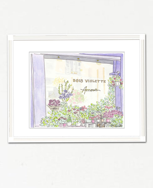 Purple Flower Shop Paris art print Bois Violette