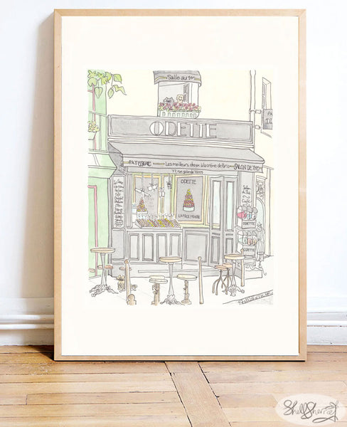 odette patisserie paris print by shell sherree