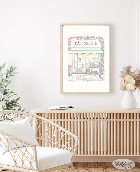 french patisserie wall art illustration paris print by shellsherree