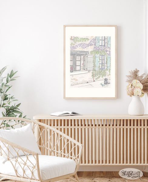 French Country Pretty Wisteria in Brittany art print by Shell Sherree