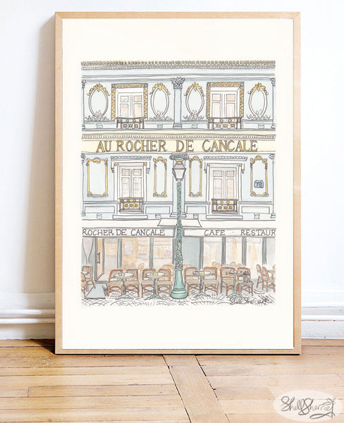 paris cafe wall art print au rocher de cancale by shell sherree