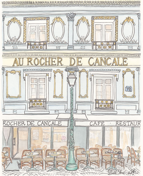 paris cafe wall art print au rocher de cancale by shell sherree