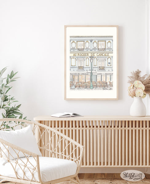 paris cafe wall art print au rocher de cancale by shell sherree
