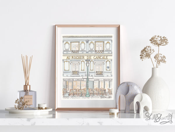 paris cafe wall art print au rocher de cancale by shell sherree