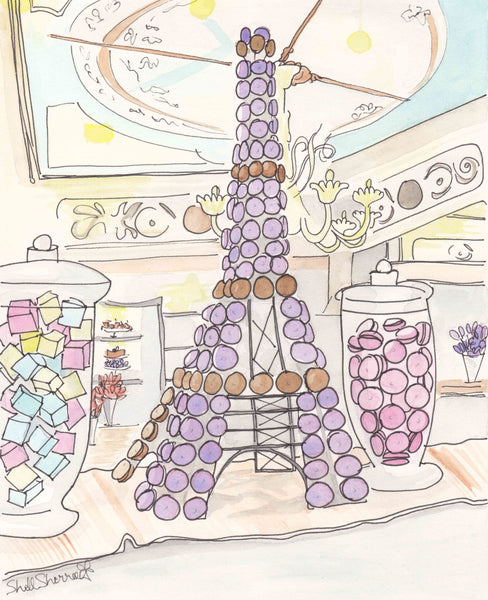 eiffel tower wall art french macarons in paris window by shellsherree
