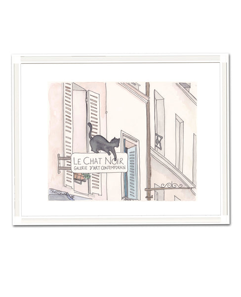 le chat noir black cat french wall art by shell sherree