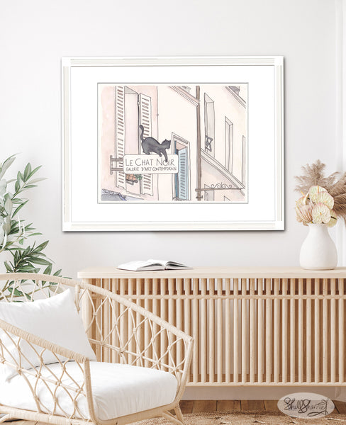 le chat noir black cat french wall art by shell sherree