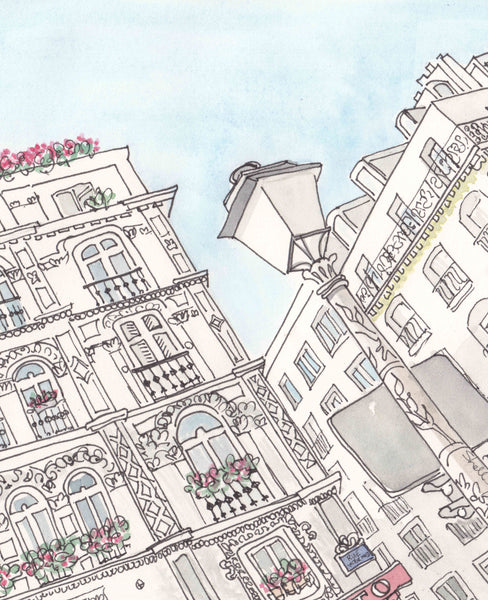 paris buildings blue sky art print shellsherree