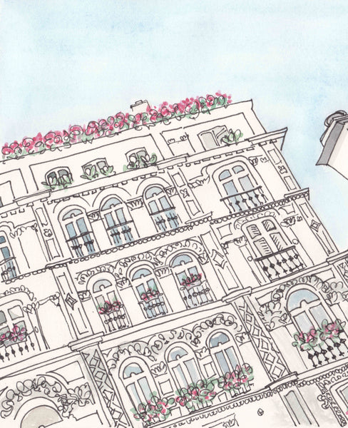 paris buildings blue sky art print shellsherree