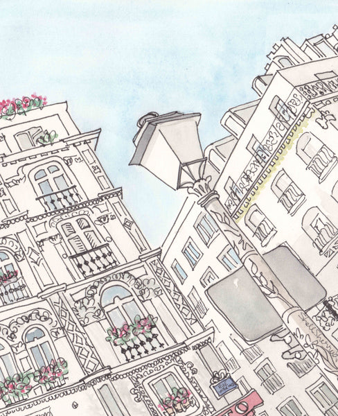 paris buildings blue sky art print shellsherree