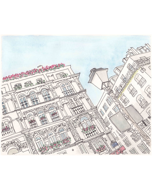 paris buildings blue sky art print shellsherree