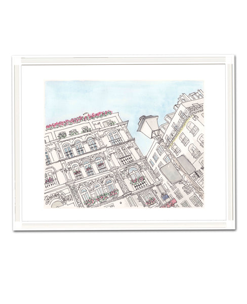 paris buildings blue sky art print shellsherree