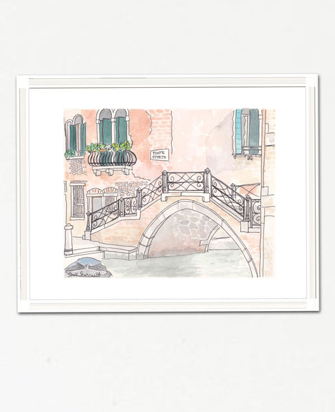 venice italy painting ponte storto illustration art print by shell sherree