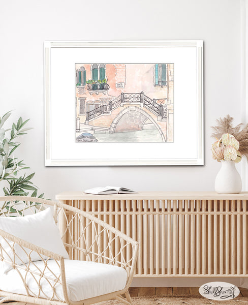venice italy painting ponte storto illustration art print by shell sherree