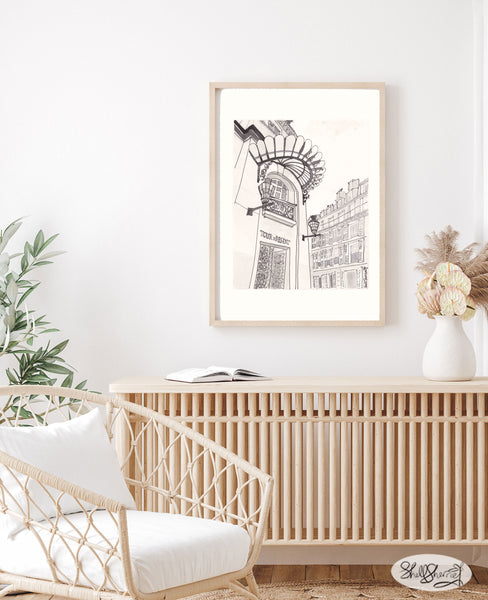 french black and white wall art architecture tour d'argent restaurant by shellsherree