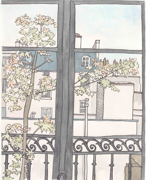 french wall art paris print rooftop autumn view by shell sherree