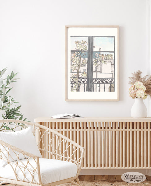 french wall art paris print rooftop autumn view by shell sherree