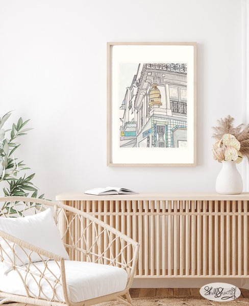 paris wall art french building with beehive by shellsherree