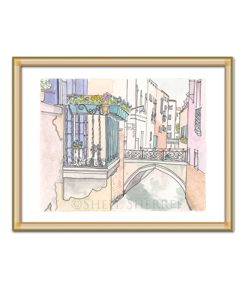 micio cat on venice balcony wall art by shell sherree