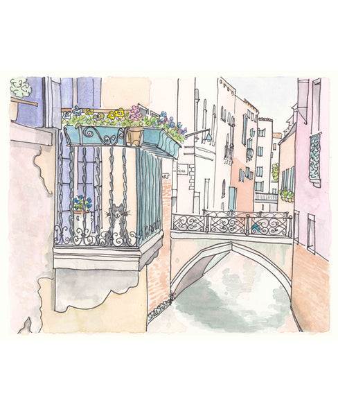italy wall art cat on venice balcony by shell sherree
