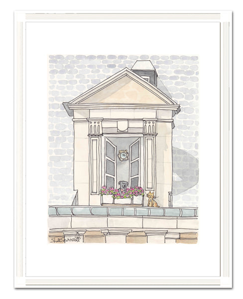 French wall art children nursery Paris window with pets by shell sherree