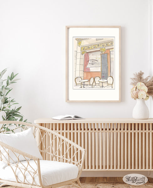 French cafe bar wall art Le Mouffetard by shell sherree