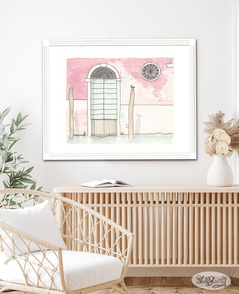 italy wall art painting venice canal and villa by shell sherree