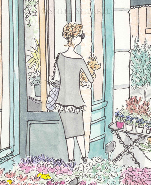 French Paris Flower Shop wall art paris print illustration by Shell Sherree