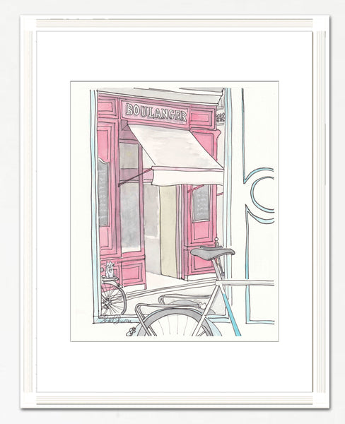 french boulanger bakery art with bicycle by shell sherree