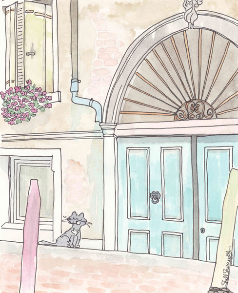 italy wall art print building detail with cat by shell sherree