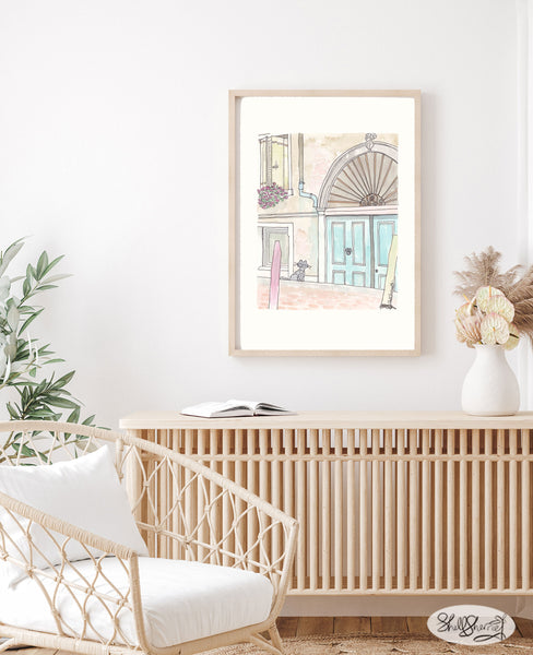 italy wall art print building detail with cat by shell sherree