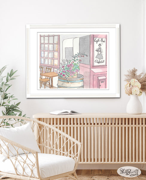 french cafe wall art cafe the chocolat print by shellsherree