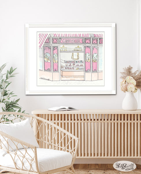 paris print confiseur sweet shop patisserie wall art by shellsherree
