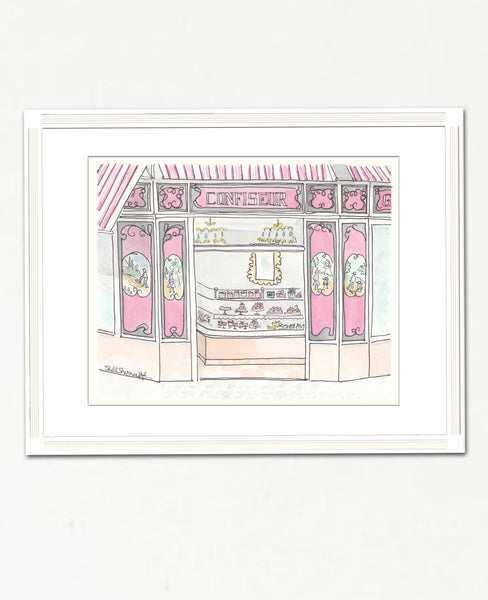 paris print confiseur sweet shop patisserie wall art by shellsherree