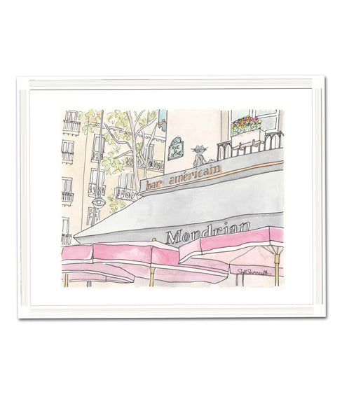 Bar Americain Paris cafe bar art print by Shell Sherree
