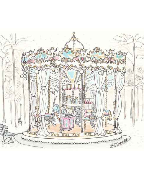 paris carousel wall art jardins des tuileries by shell sherree