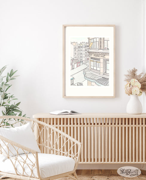 french paris wall art bon marche illustration by shellsherree