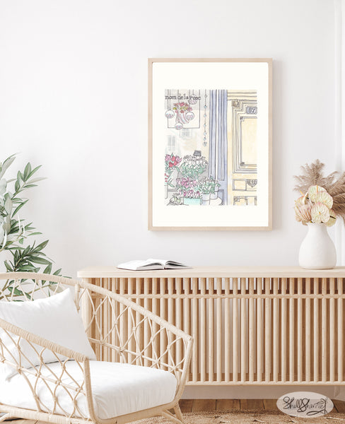 french flower shop wall art au nom de la rose illustration by shell sherree