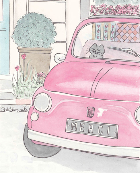 merci paris cute red car print shellsherree
