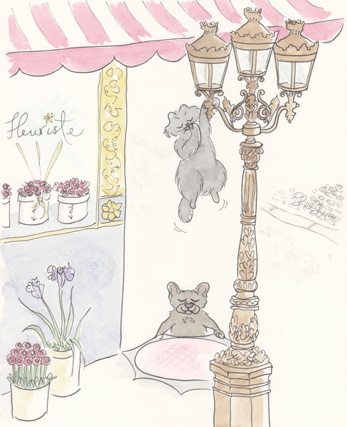 cute cat and dog catch me if you can art by shell sherree