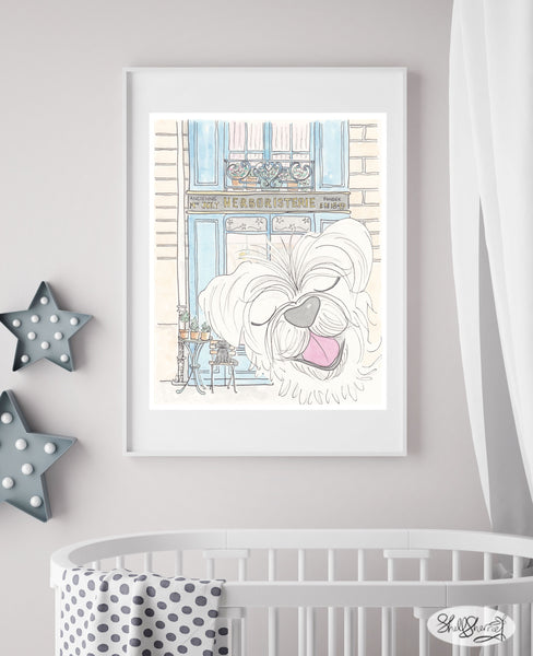 french nursery decor dog in paris art by shell sherree