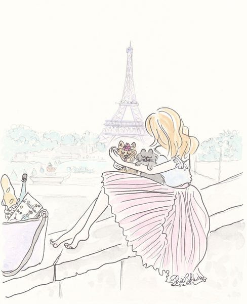 Eiffel Tower wall art print Pink Pleated Cuddles at Eiffel Tower art by shell sherree
