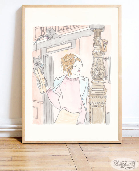 french print lamp post and baguette french door cat burglars by shell sherree