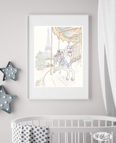 french carousel pony paris wall art by shell sherree