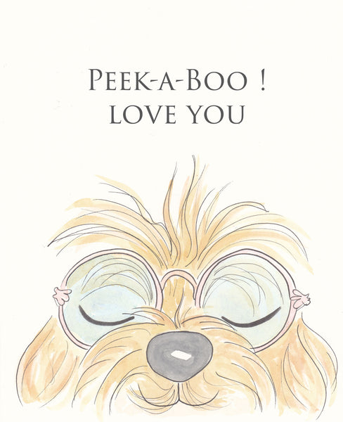 peekaboo love you groovy dog art by shellsherree