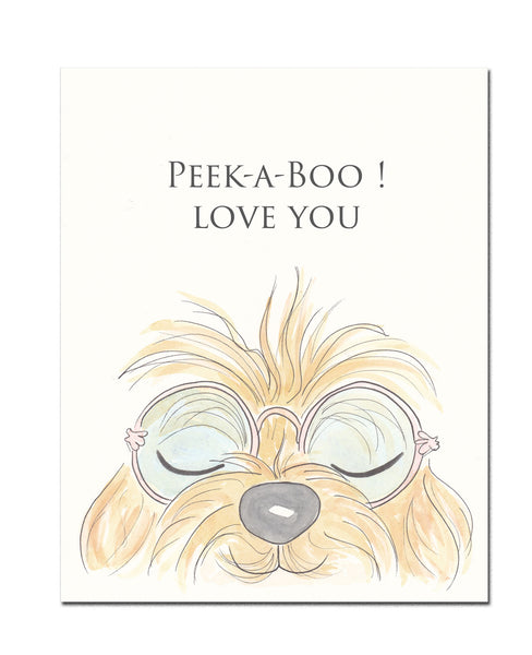 peekaboo love you groovy dog art by shellsherree