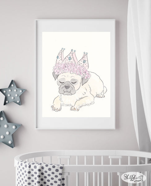party pug dog wall art shell sherree