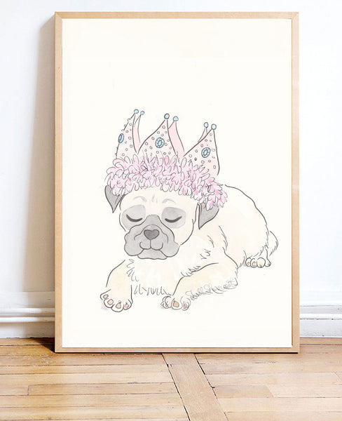 pretty pug dog wall art by shell sherree